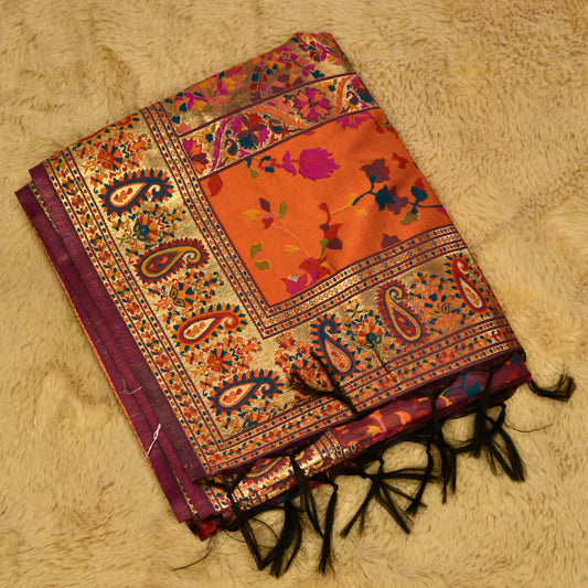 Purple pashmina saree
