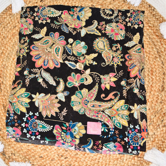 black Natural cerpe embroidery blouse piece