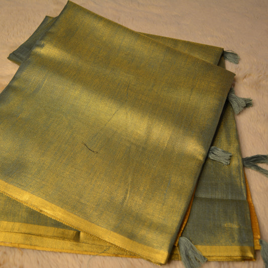 Blue khadi tissue saree