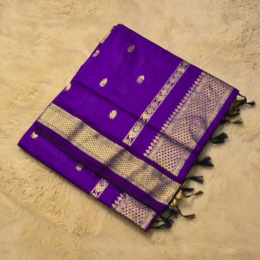 Purple handloom kalyani cotton saree
