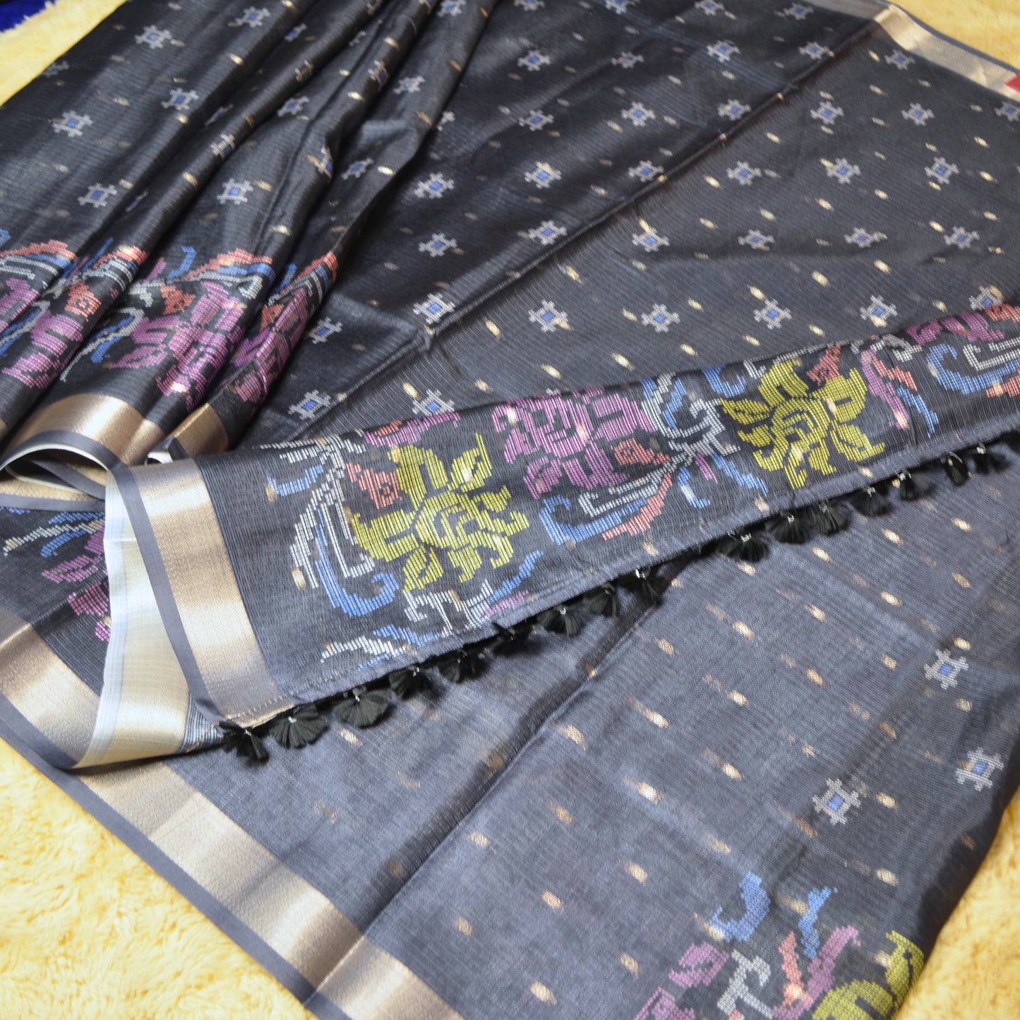Navy blue kota digital print saree