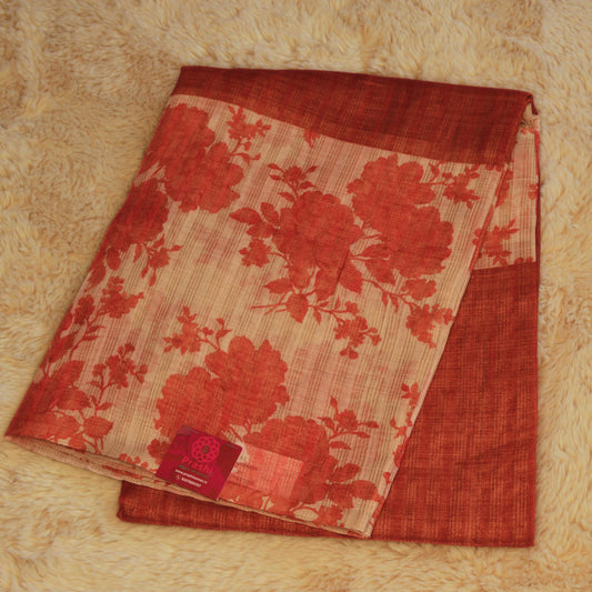 Maroon khadi tissue floral border saree