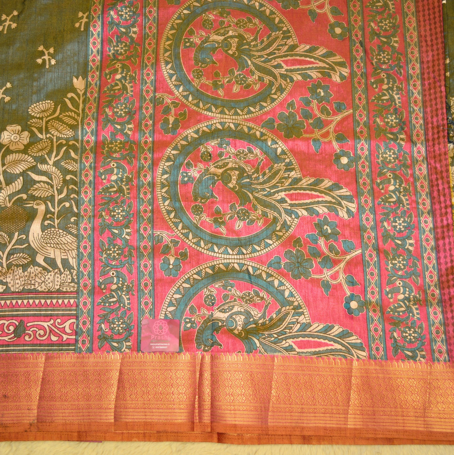 Aqua blue with pink patola saree