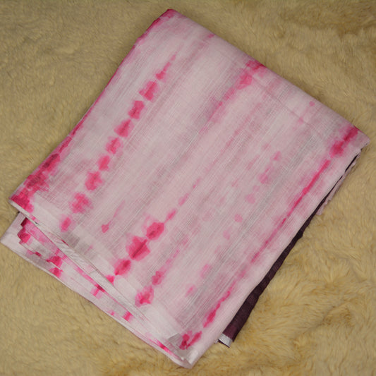 Pink with magenta linen shibori print saree