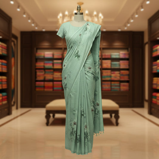 Pastel green soft kota cotton saree