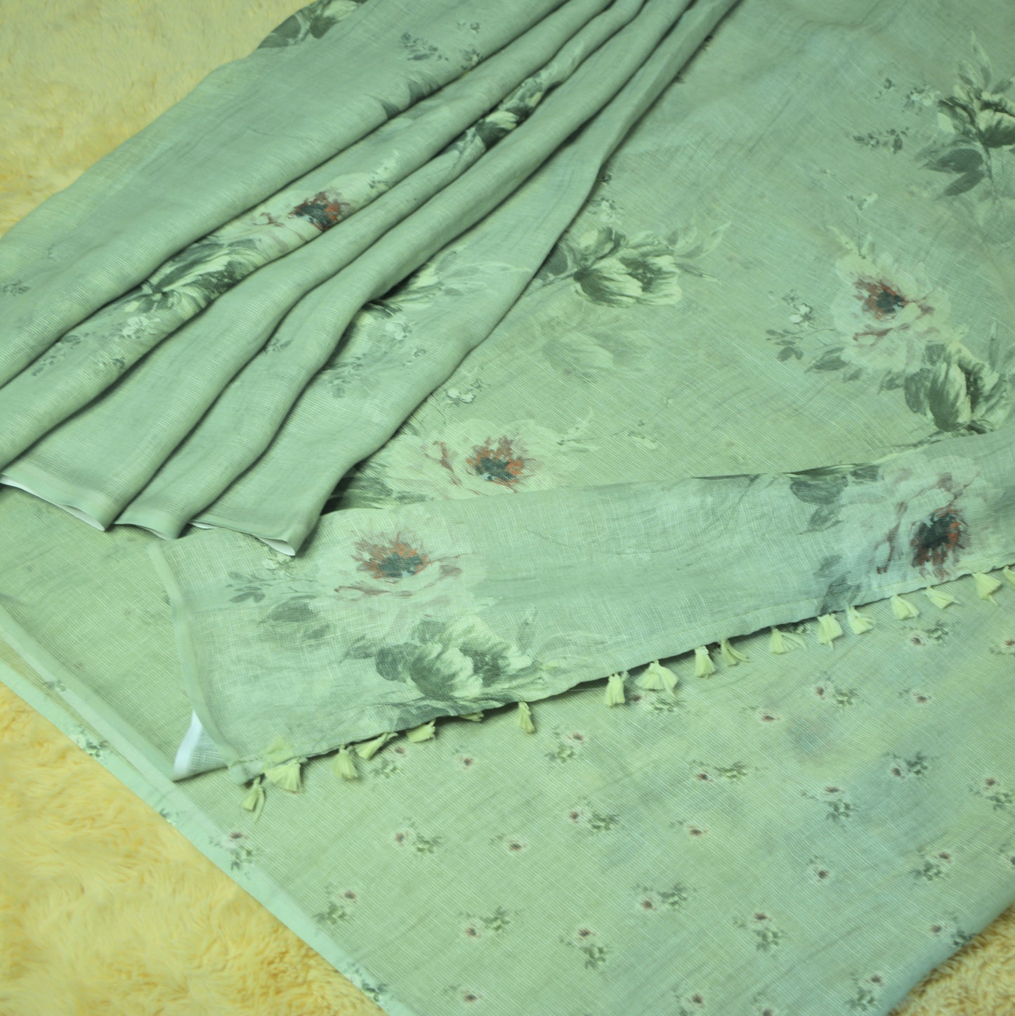 Pastel green soft kota cotton saree
