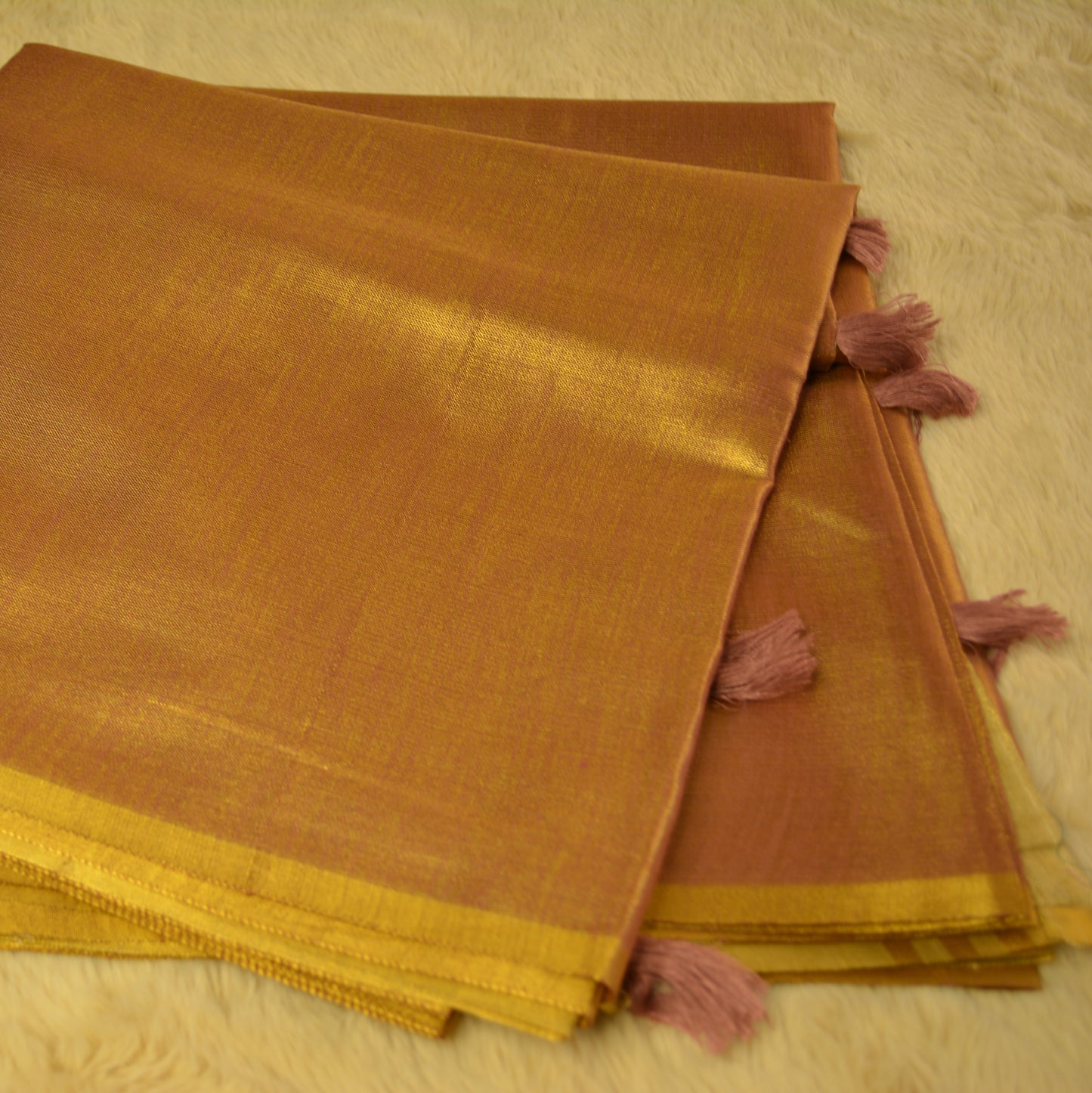 Rust orange khadi tissue saree