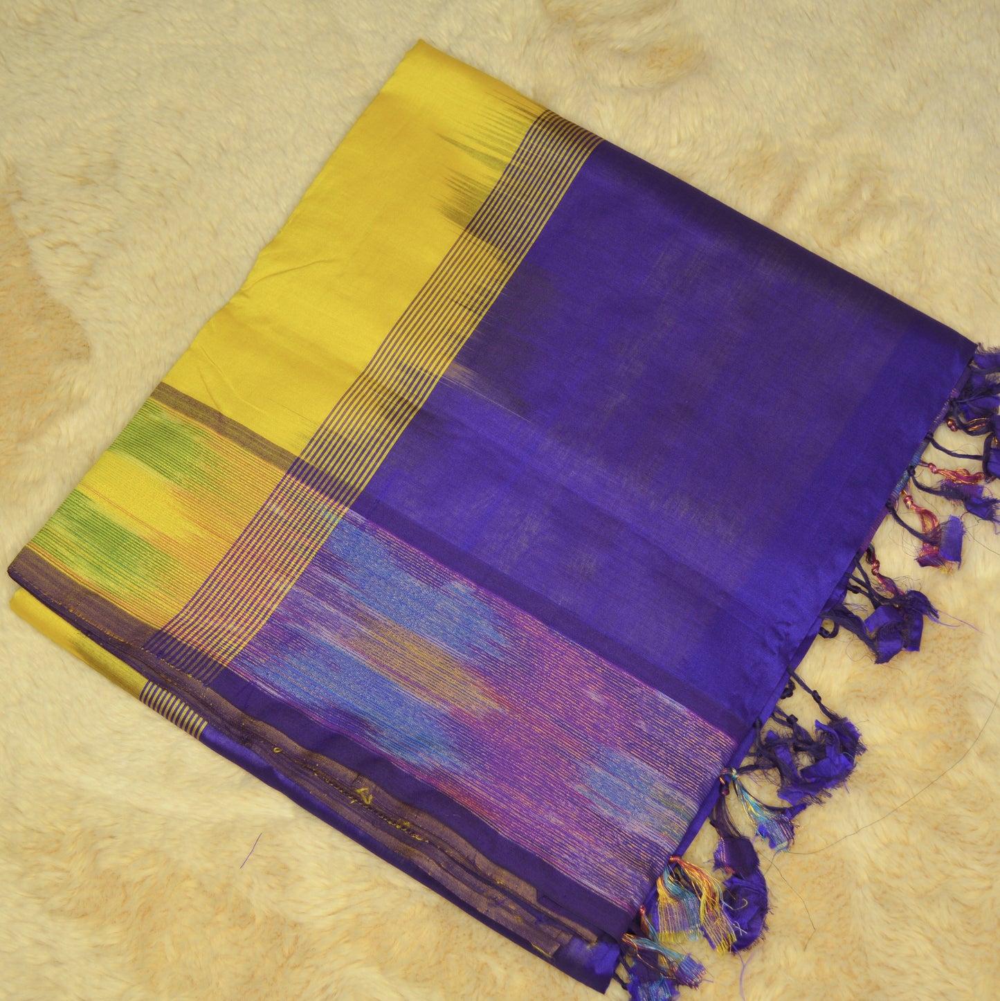 Yellow and blue venkatagiri silk cotton saree