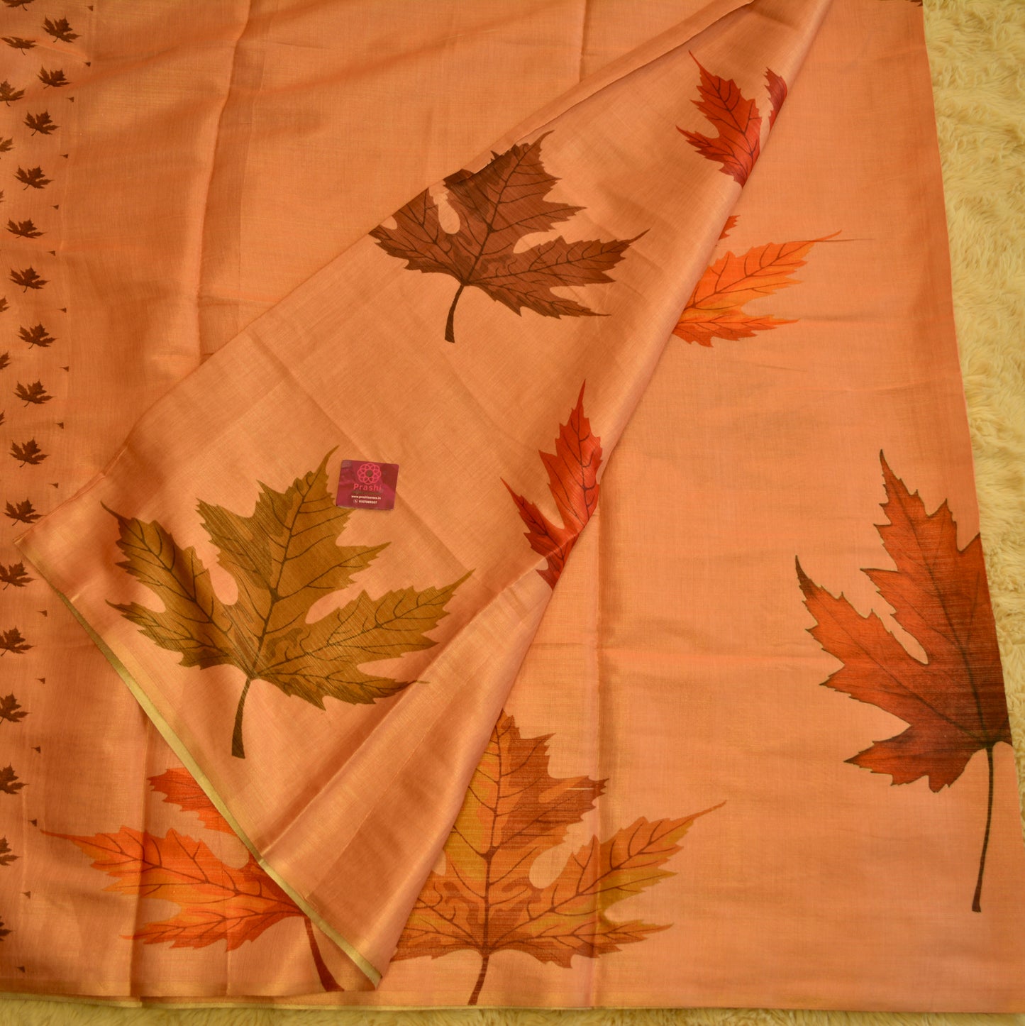Peach colour soft tissue saree