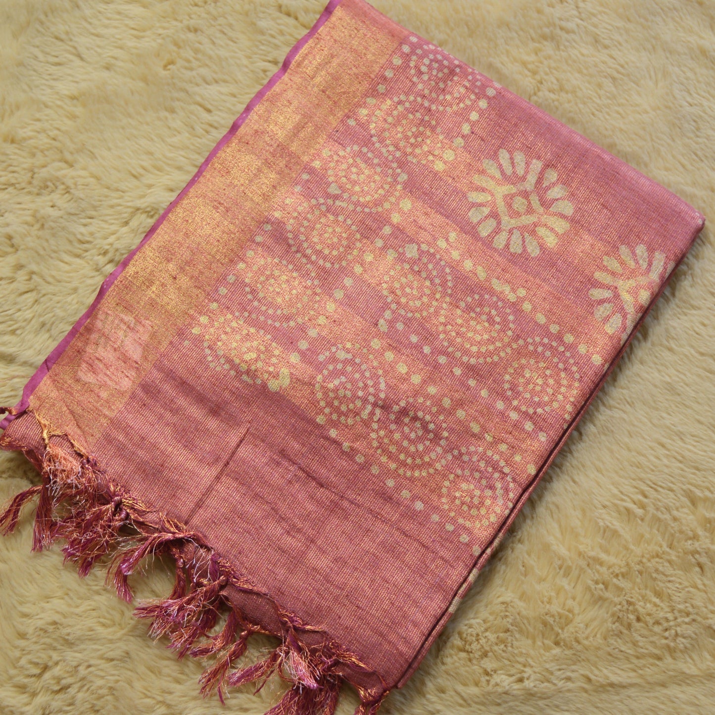 Lavender moonga silk batik printed saree