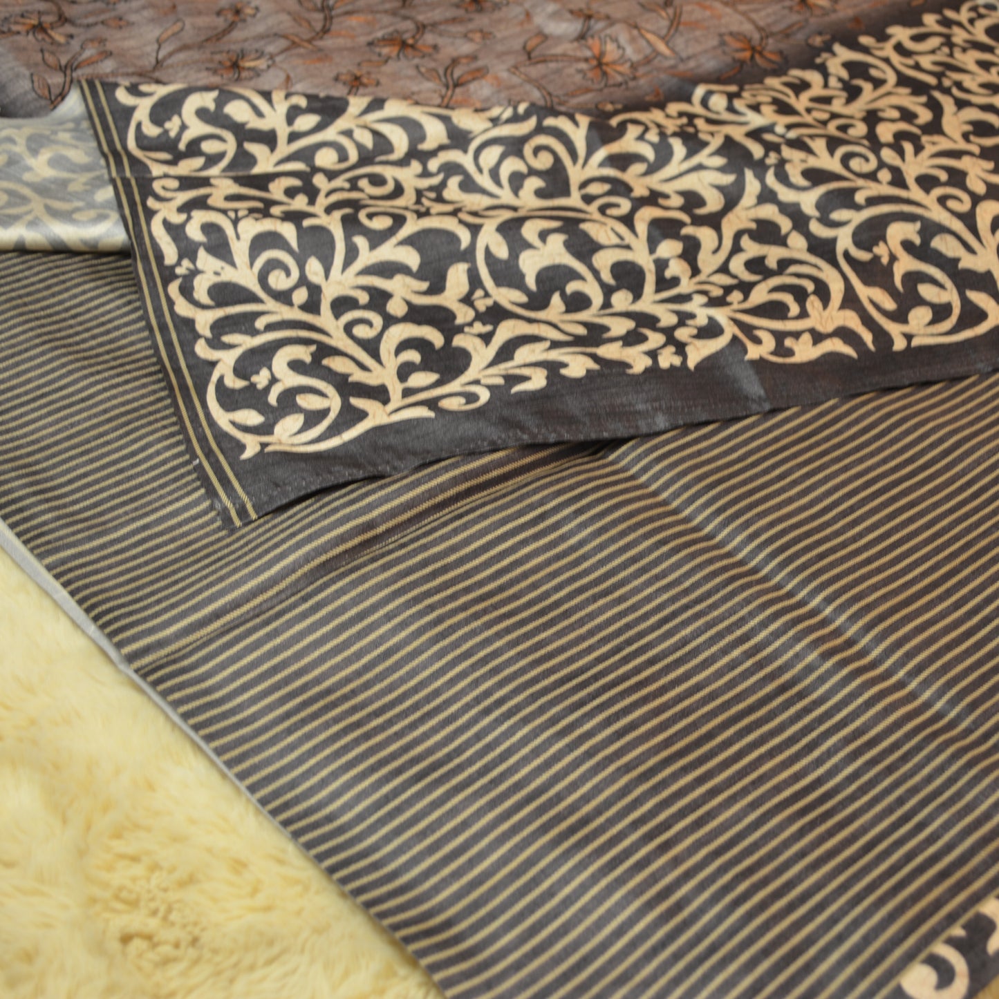 GREY soft tussar embroidery saree