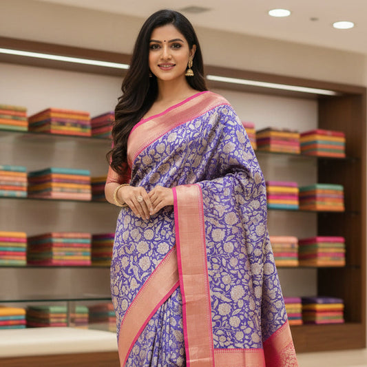 Purple with pink patola saree