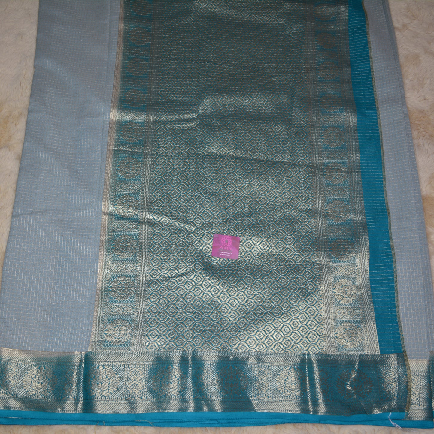Pastel blue viscose georgette saree