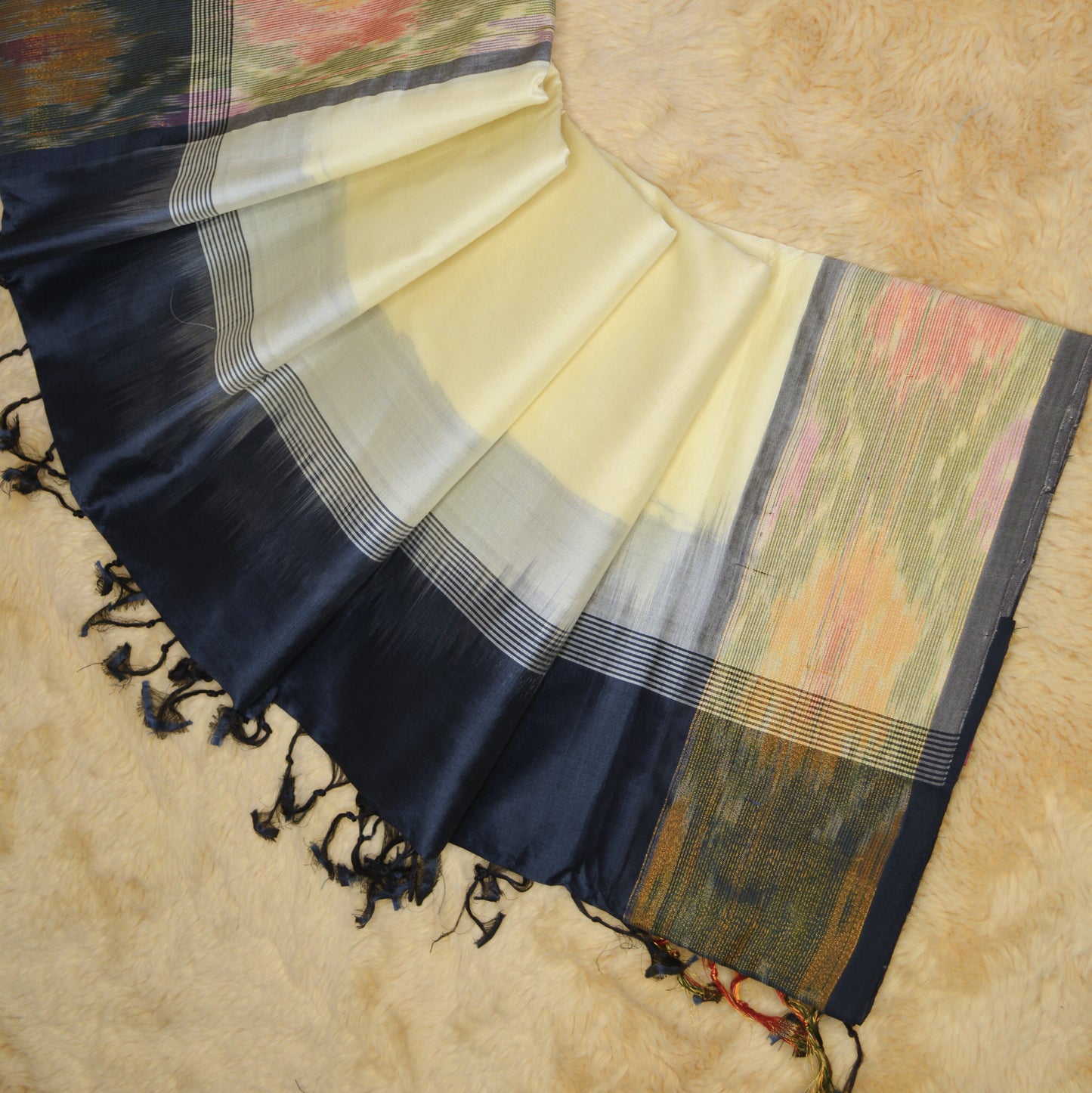 Half white and black venkatagiri silk cotton saree