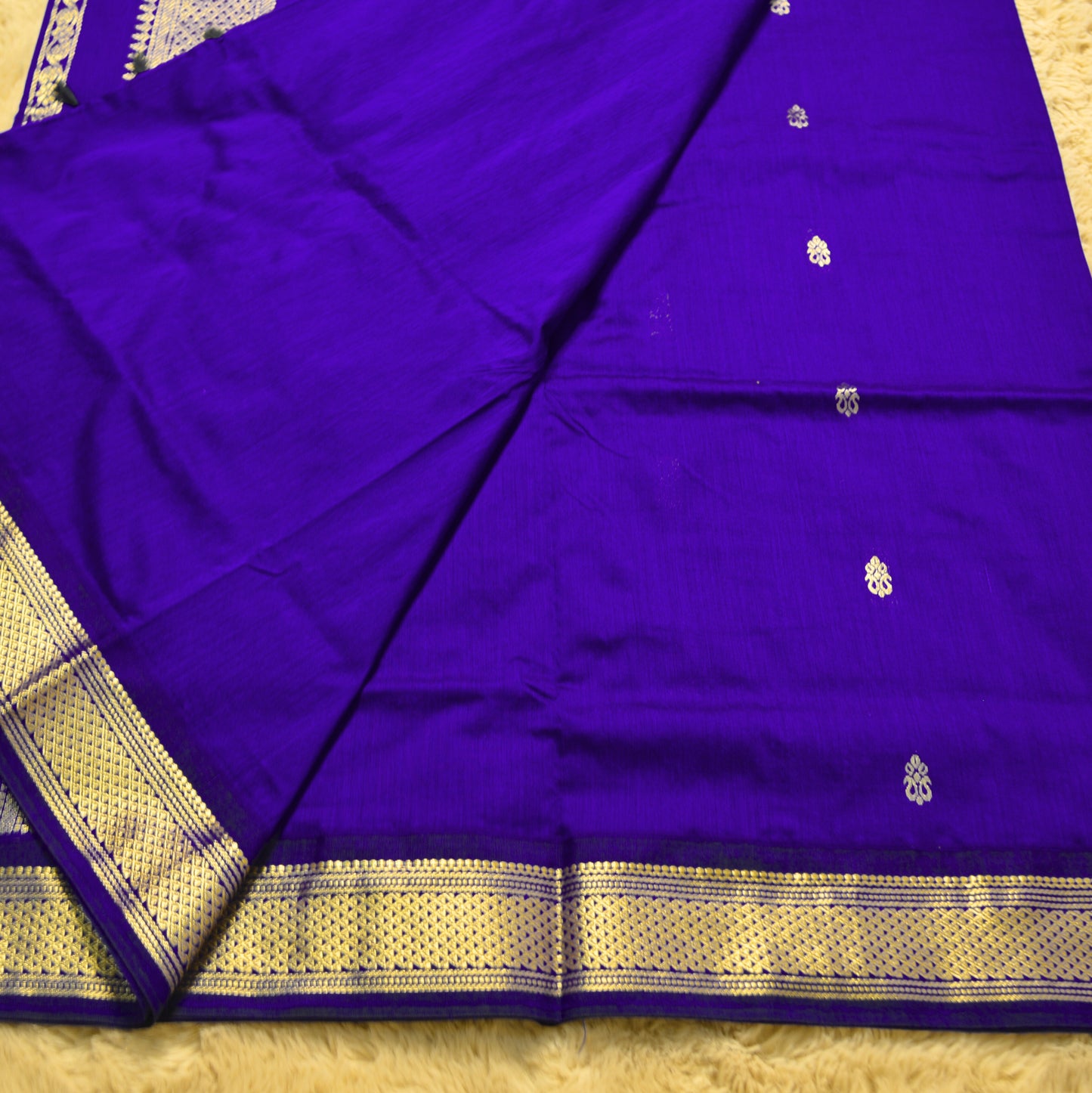 Royal blue handloom kalyani cotton saree