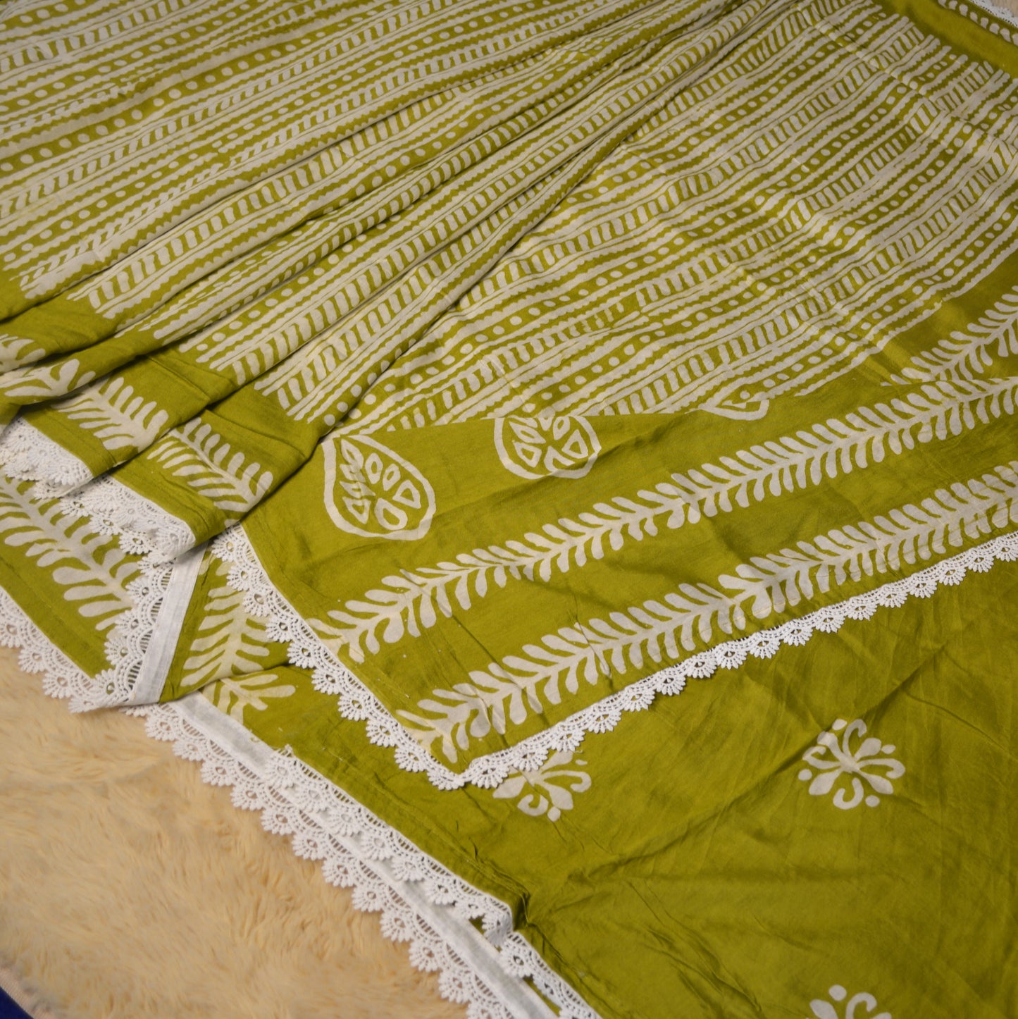 Mehandi green maslin cotton saree