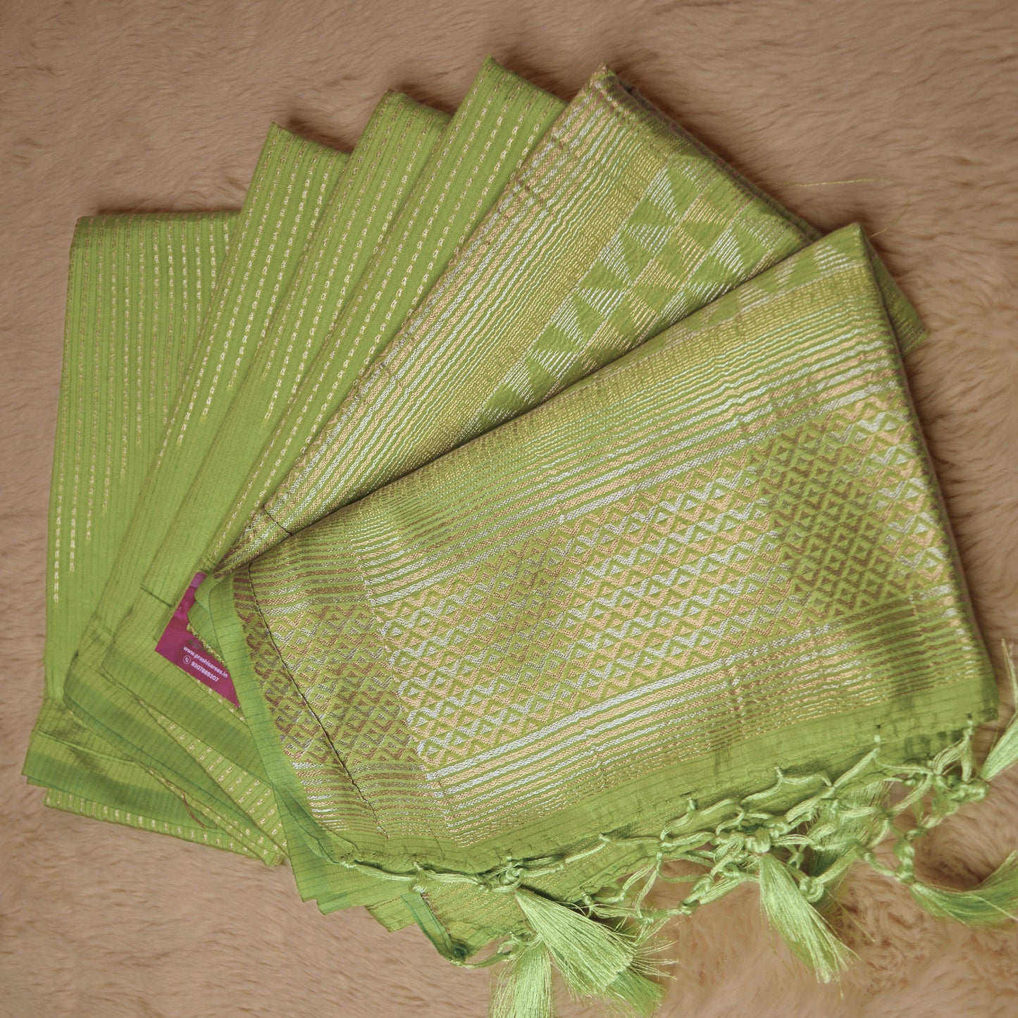 Parrot green semi silk saree