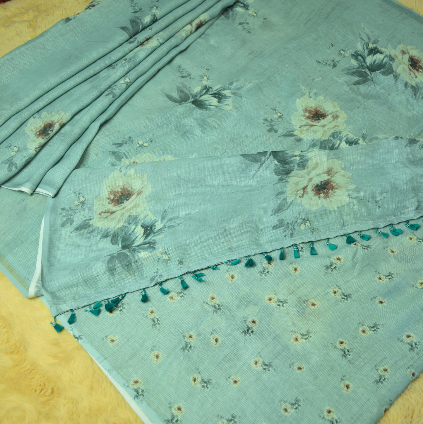 Sea blue soft kota cotton saree