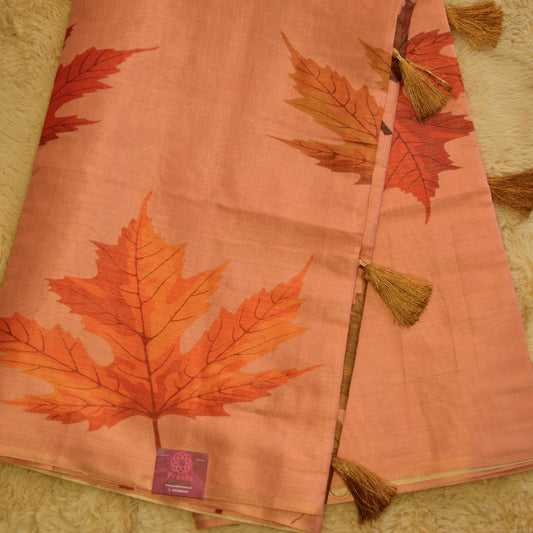 Peach colour soft tissue saree
