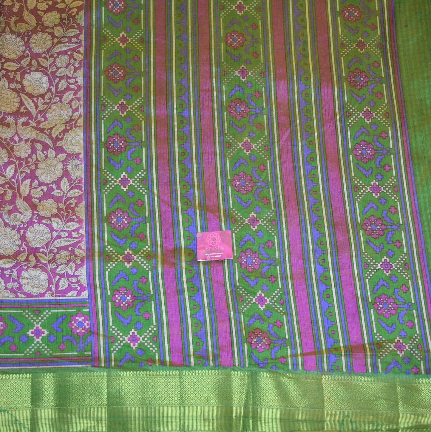 Purple with green patola saree