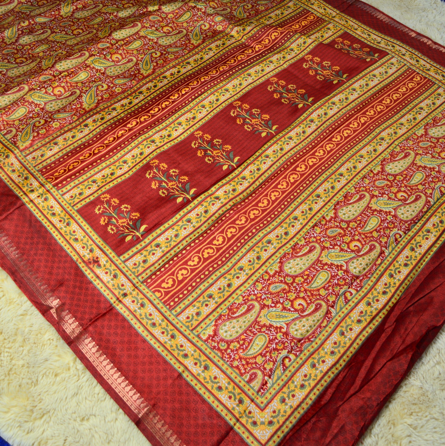 Maroon kosha silk muslin saree