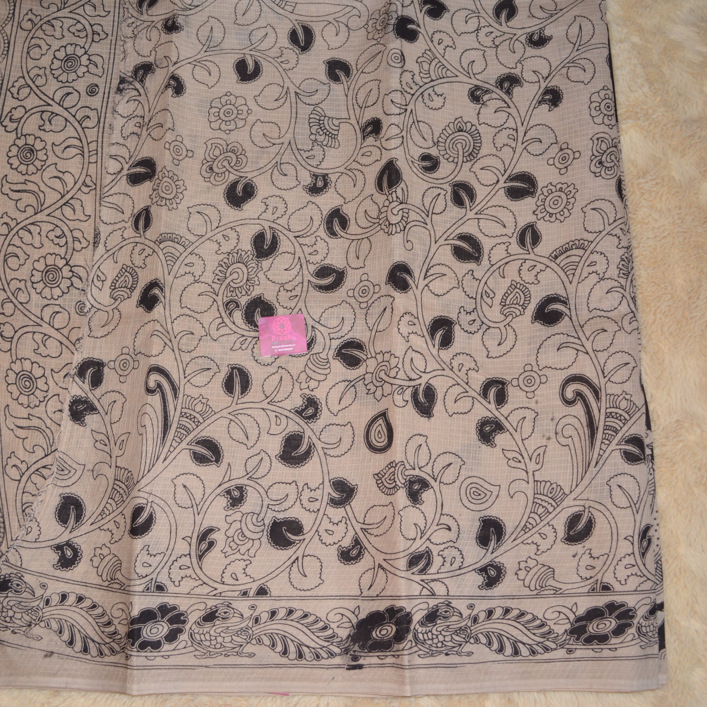 Black kota cotton kalamkari saree