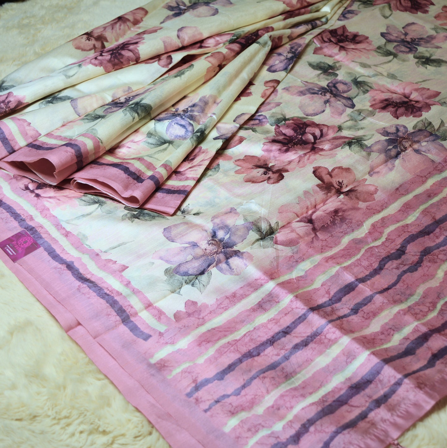 White tussar silk saree