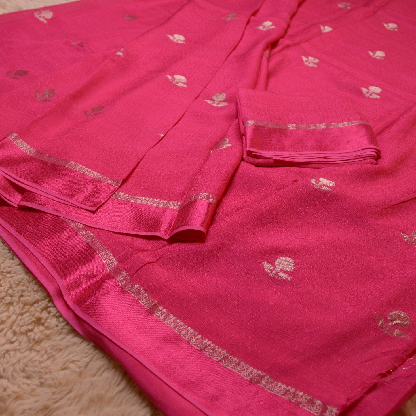 Pink khadi viscose saree