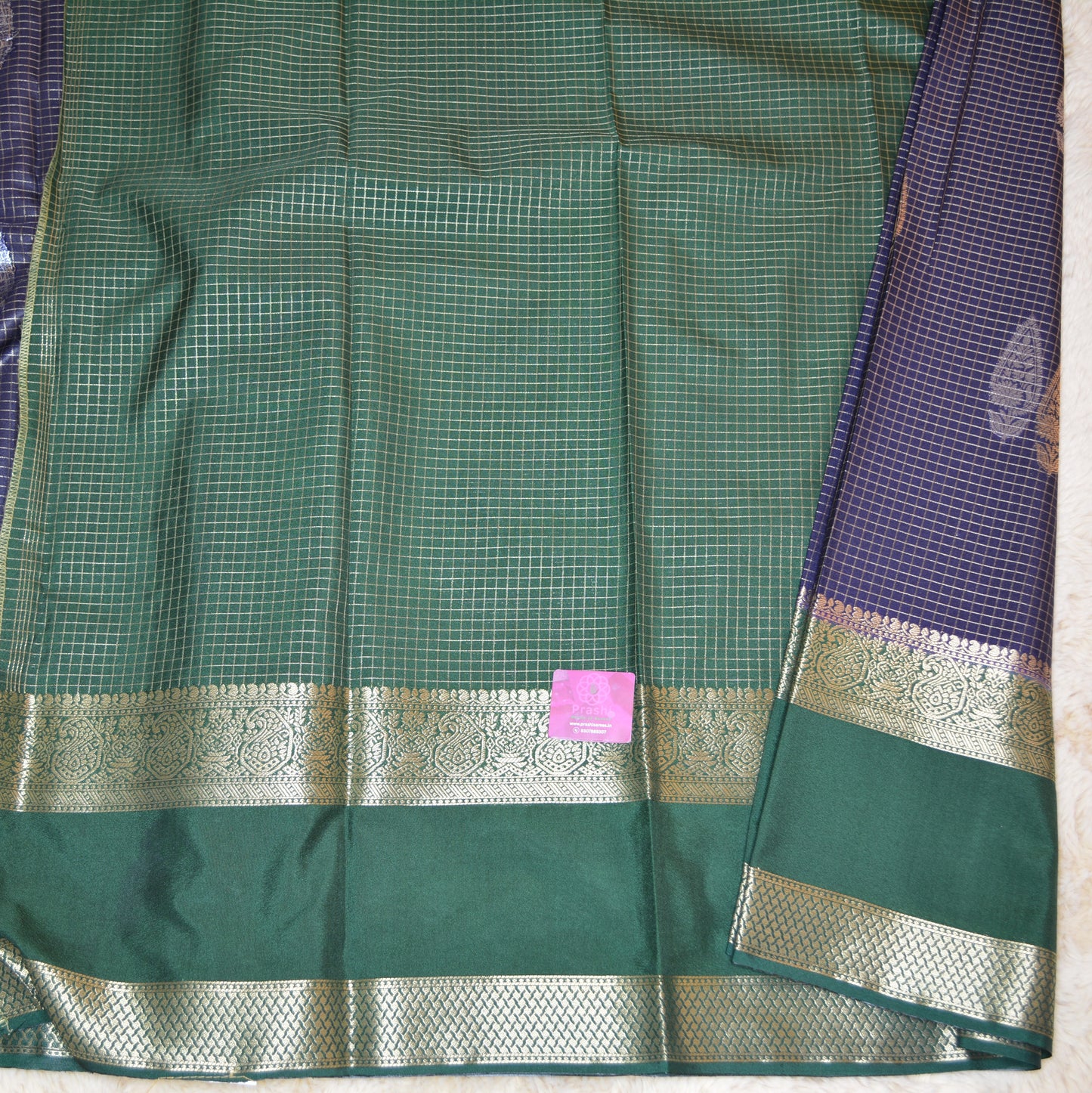 Navy blue viscose georgette saree