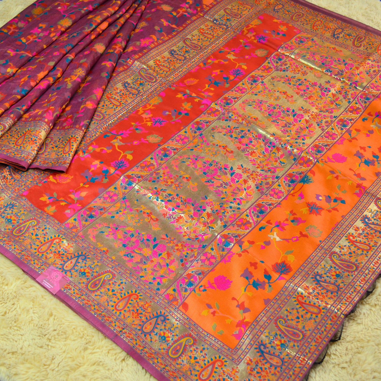 Purple pashmina saree