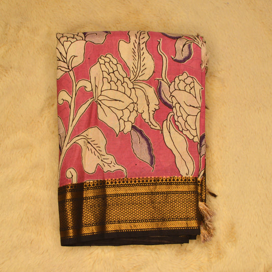 Baby pink and kalamkari silk saree