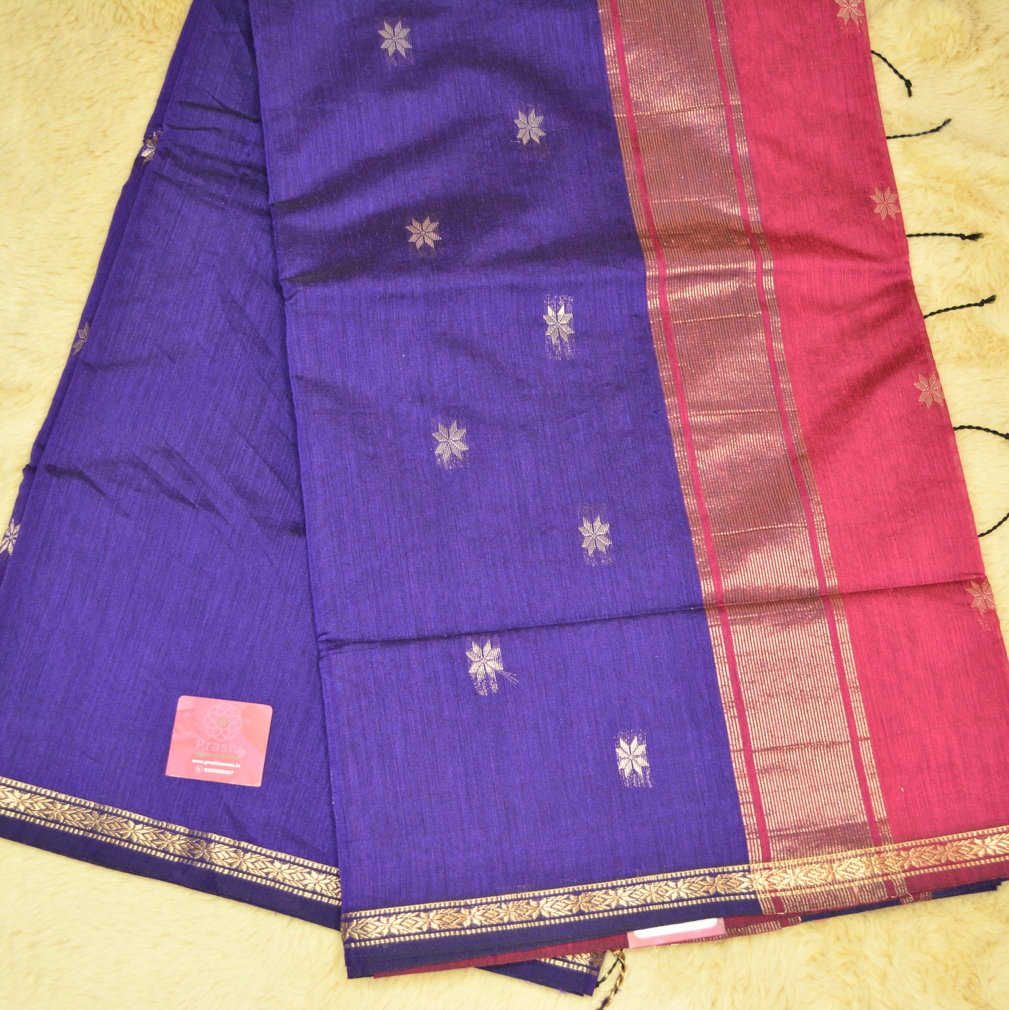 Purple maheshwari silk cotton saree