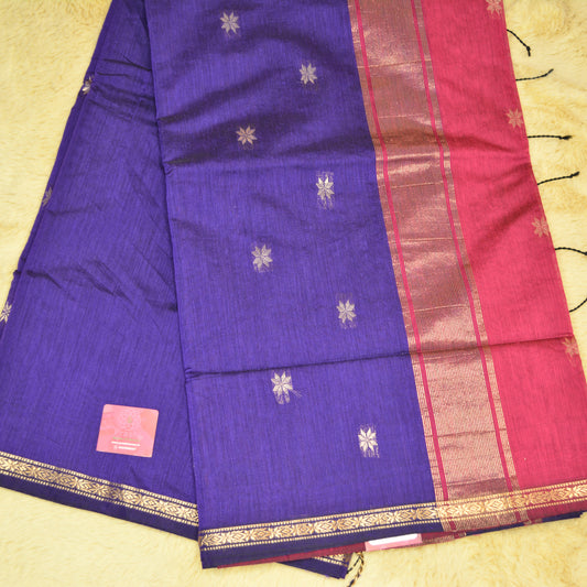 Purple maheshwari silk cotton saree