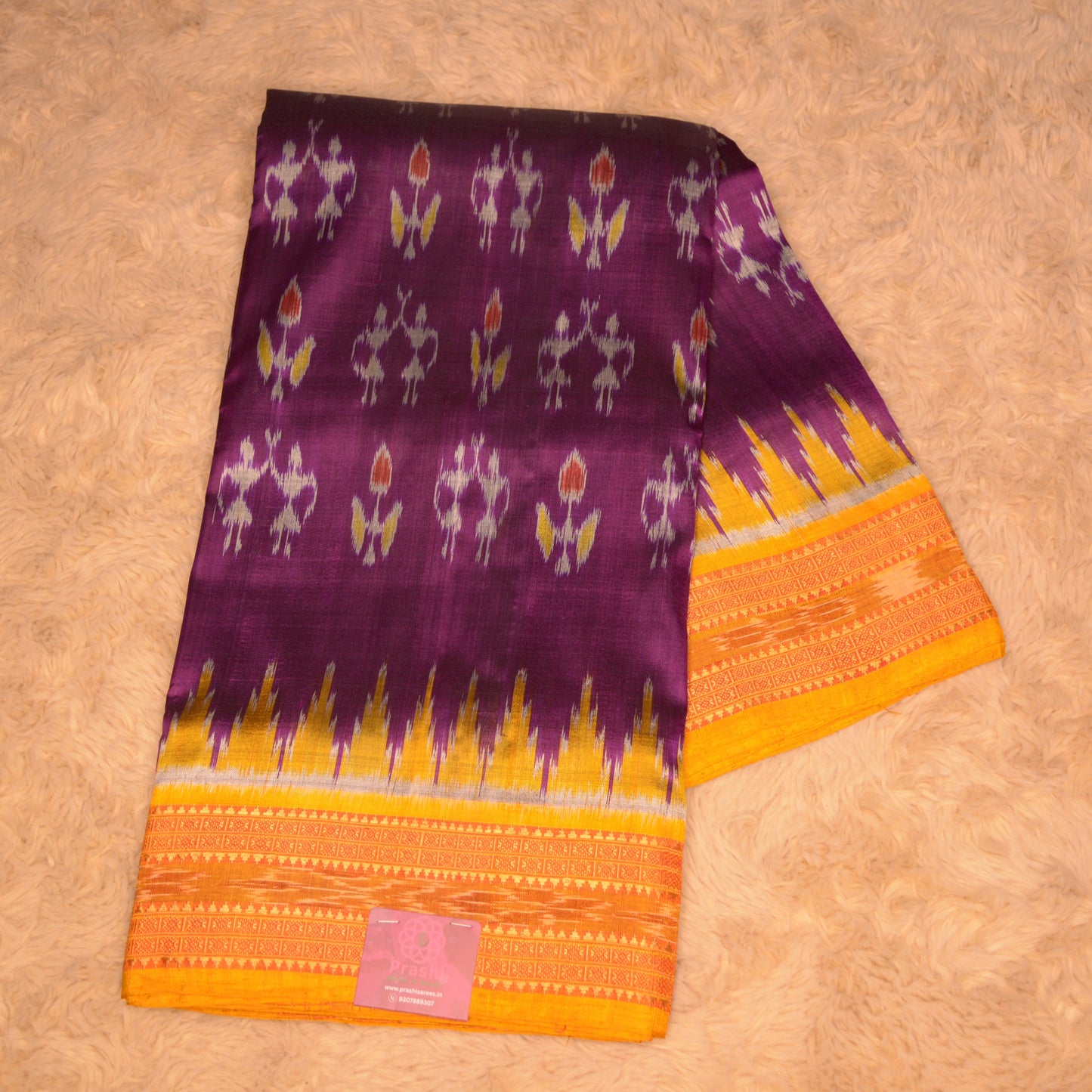 Purple pure silk-odisha ikat khandua silk saree