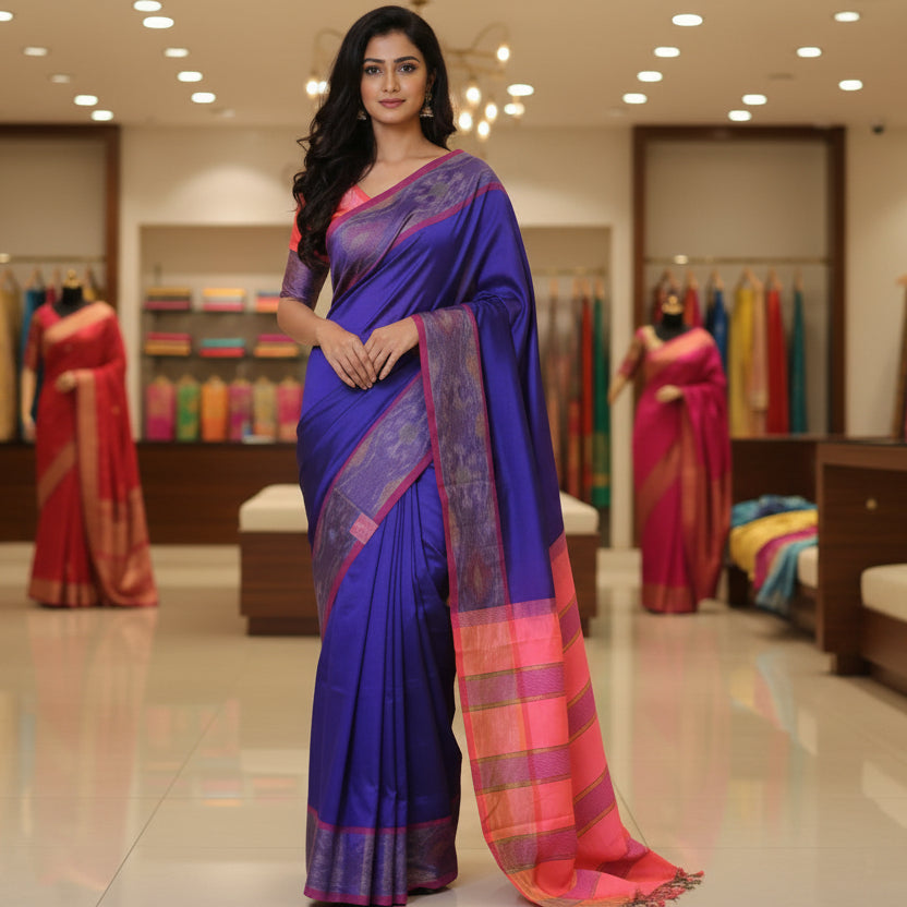 Royal blue venkatagiri silk cotton saree