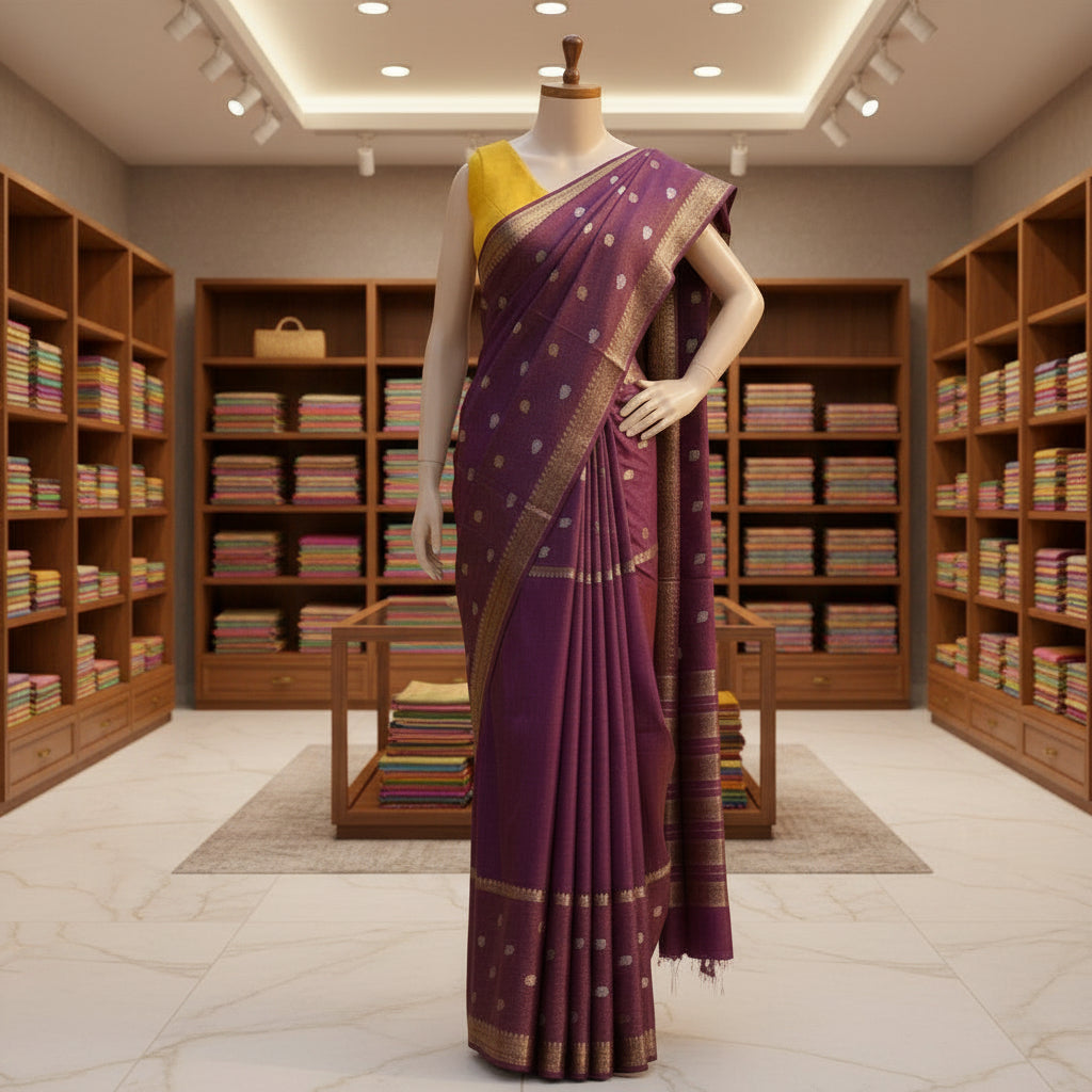 Wine viscose crepe saree