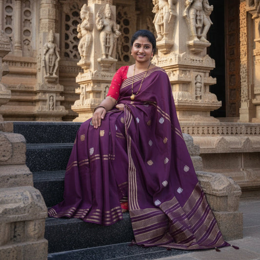 Wine colour pure viscose crepe saree