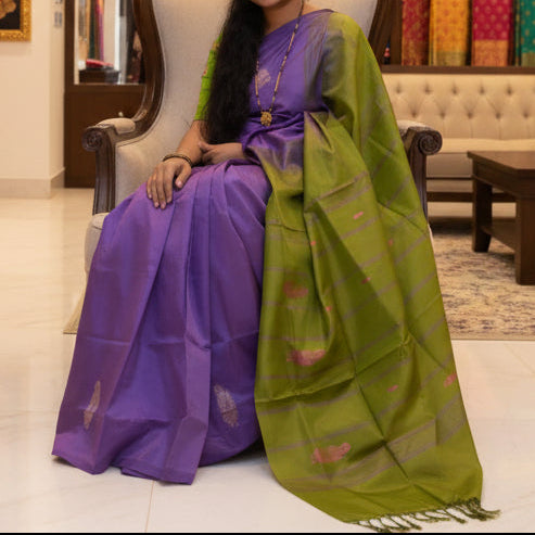 Purple vegan silk saree
