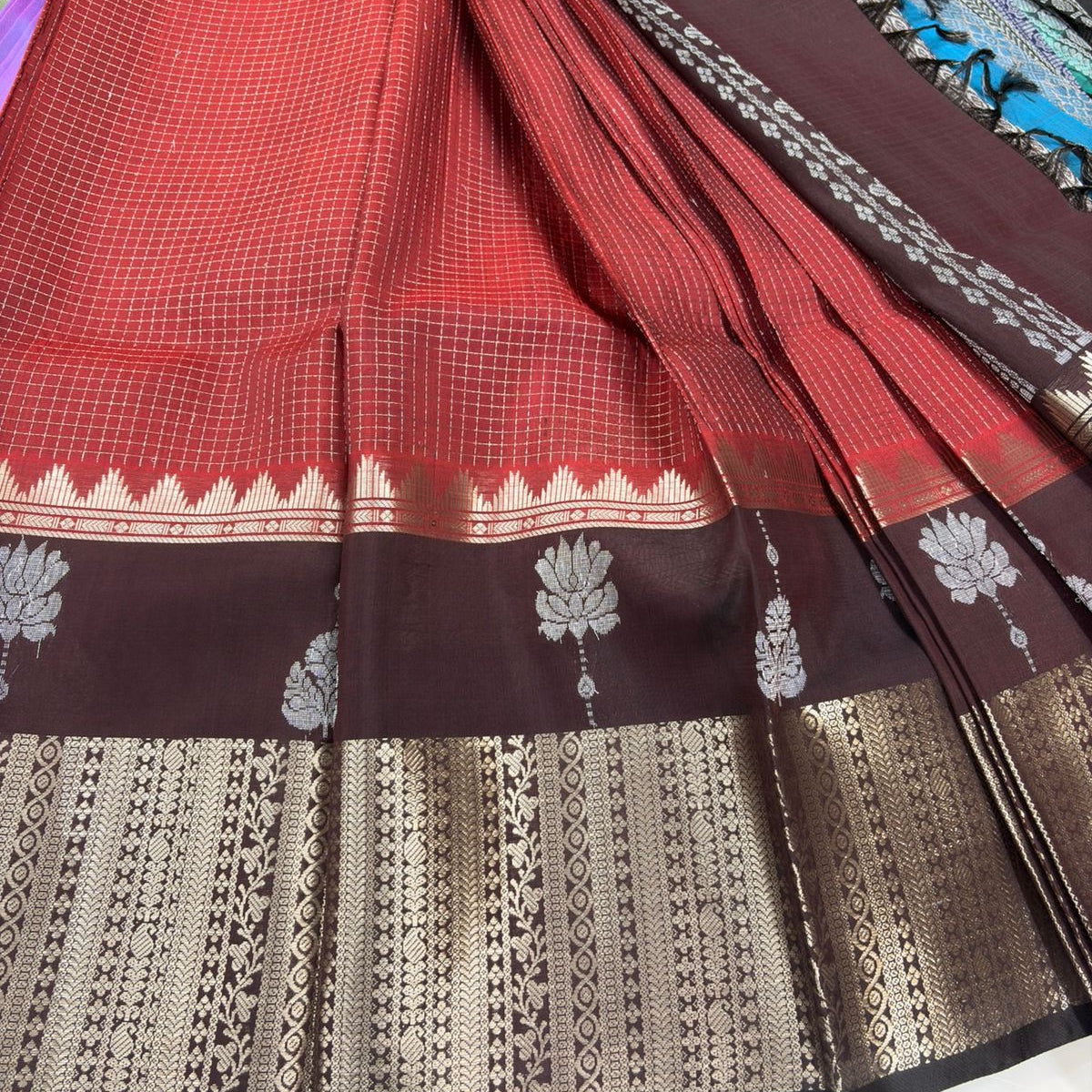 Maroon pure mangalari pattu saree