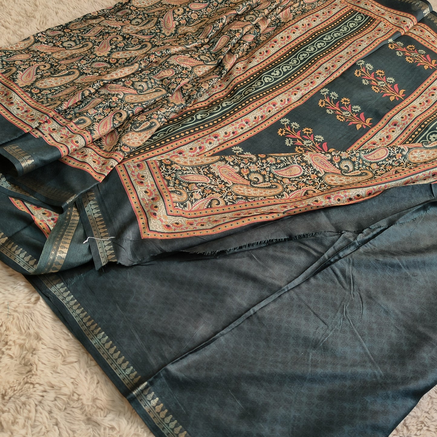 Green kosha silk muslin saree