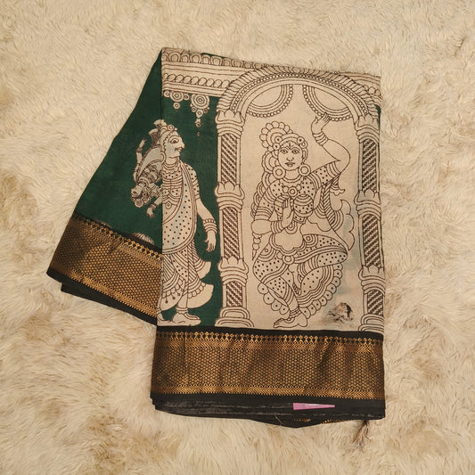 Green chennur silk kalamkari saree