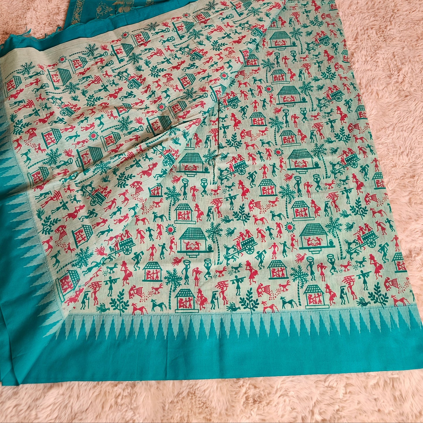 Grey printed kalyani  cotton saree