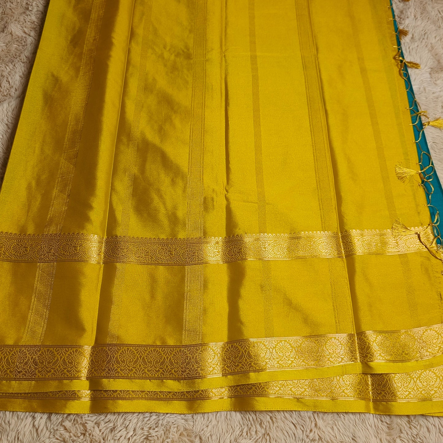Rama blue semi mysore crepe bentex border