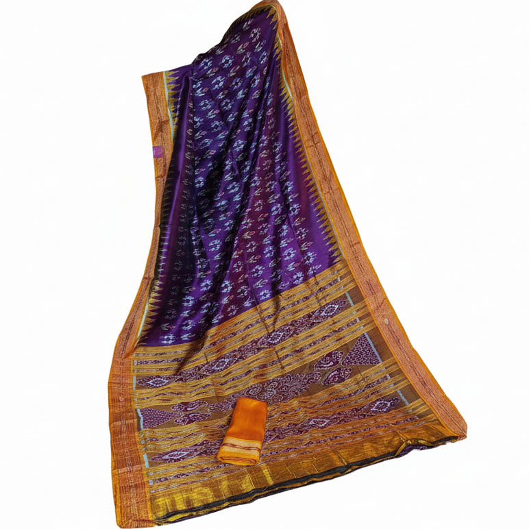 Purple pure silk-odisha ikat khandua silk saree