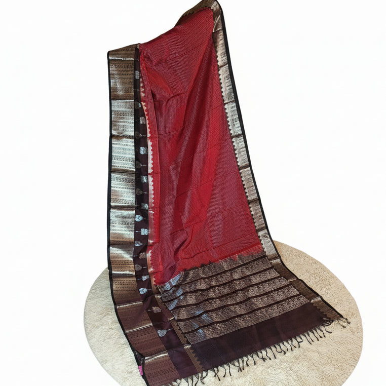 Maroon pure mangalari pattu saree