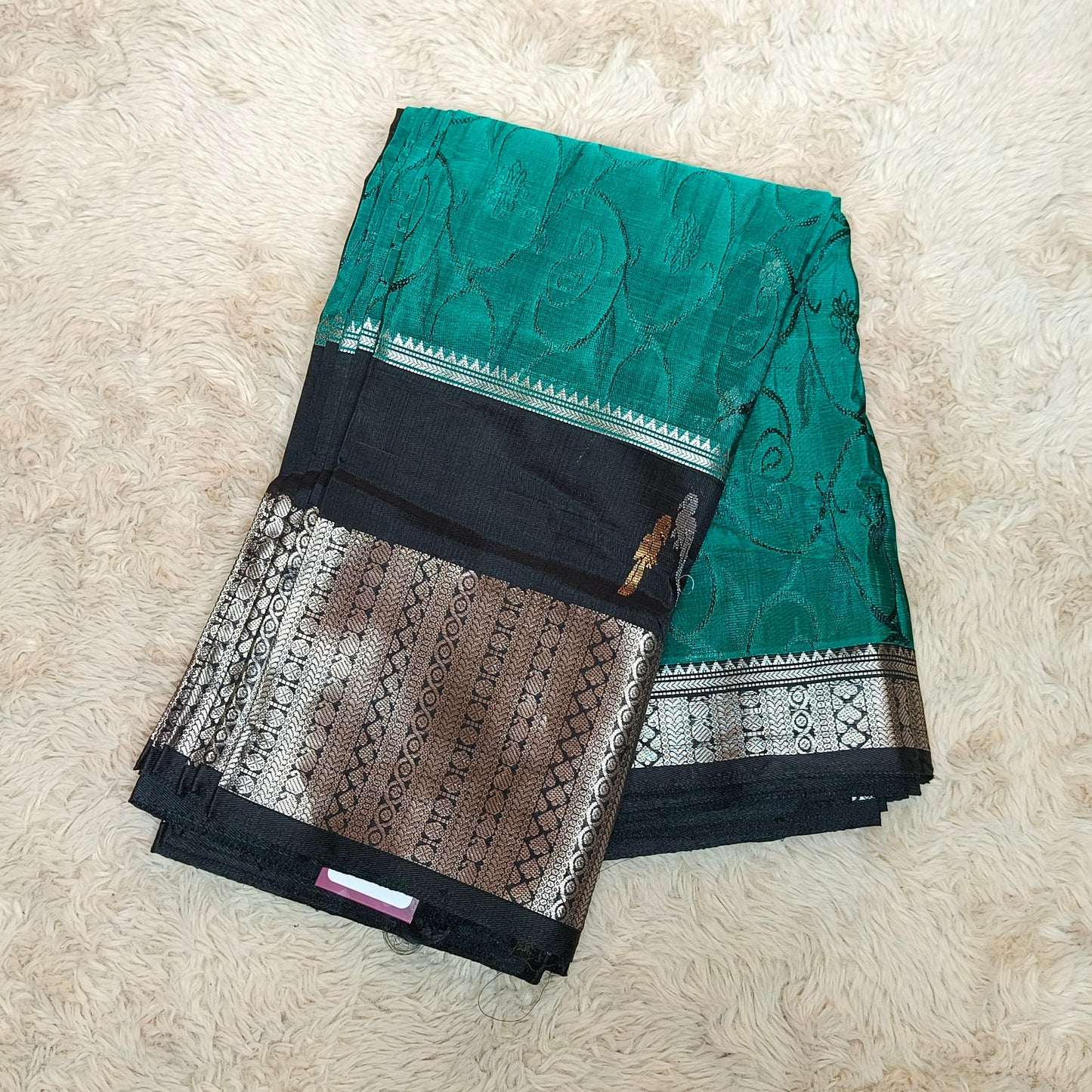 Teal blue pure mangalagiri pattu saree