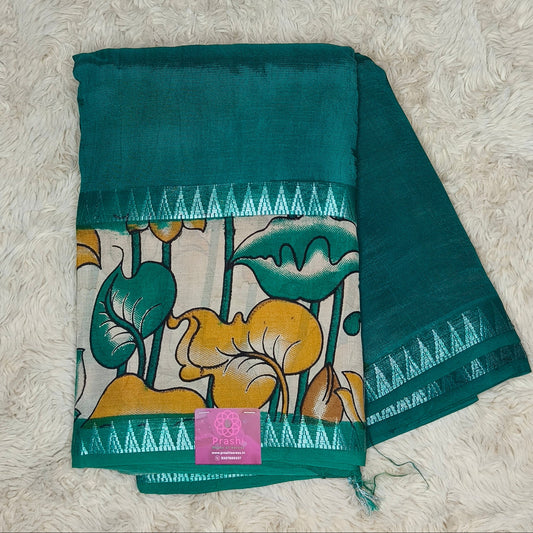 Rama green chennur silk kalamkari saree