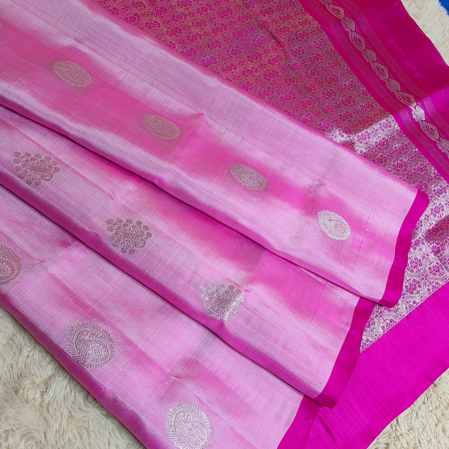 Light pink pure pattu venkatagiri silk saree
