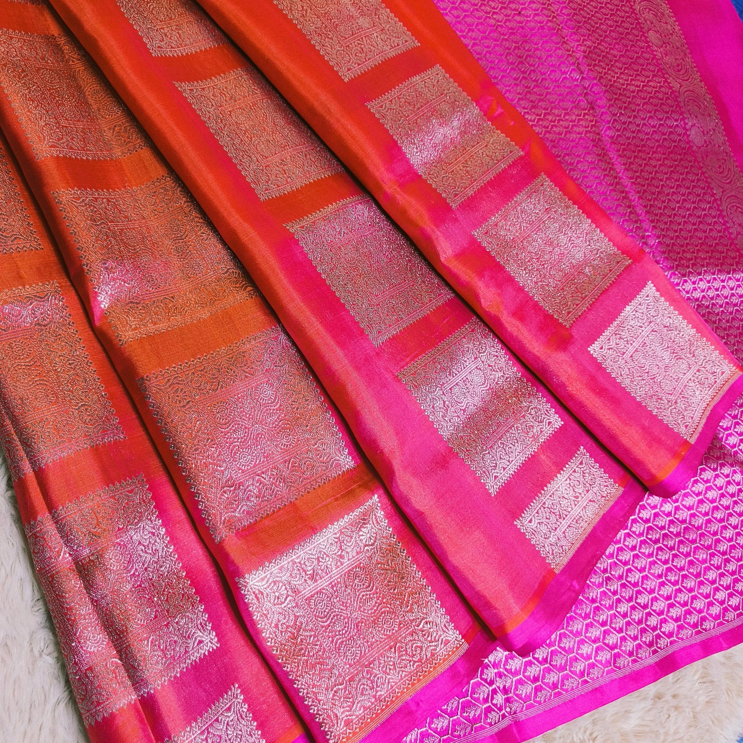 Orange pure pattu venkatagiri silk saree