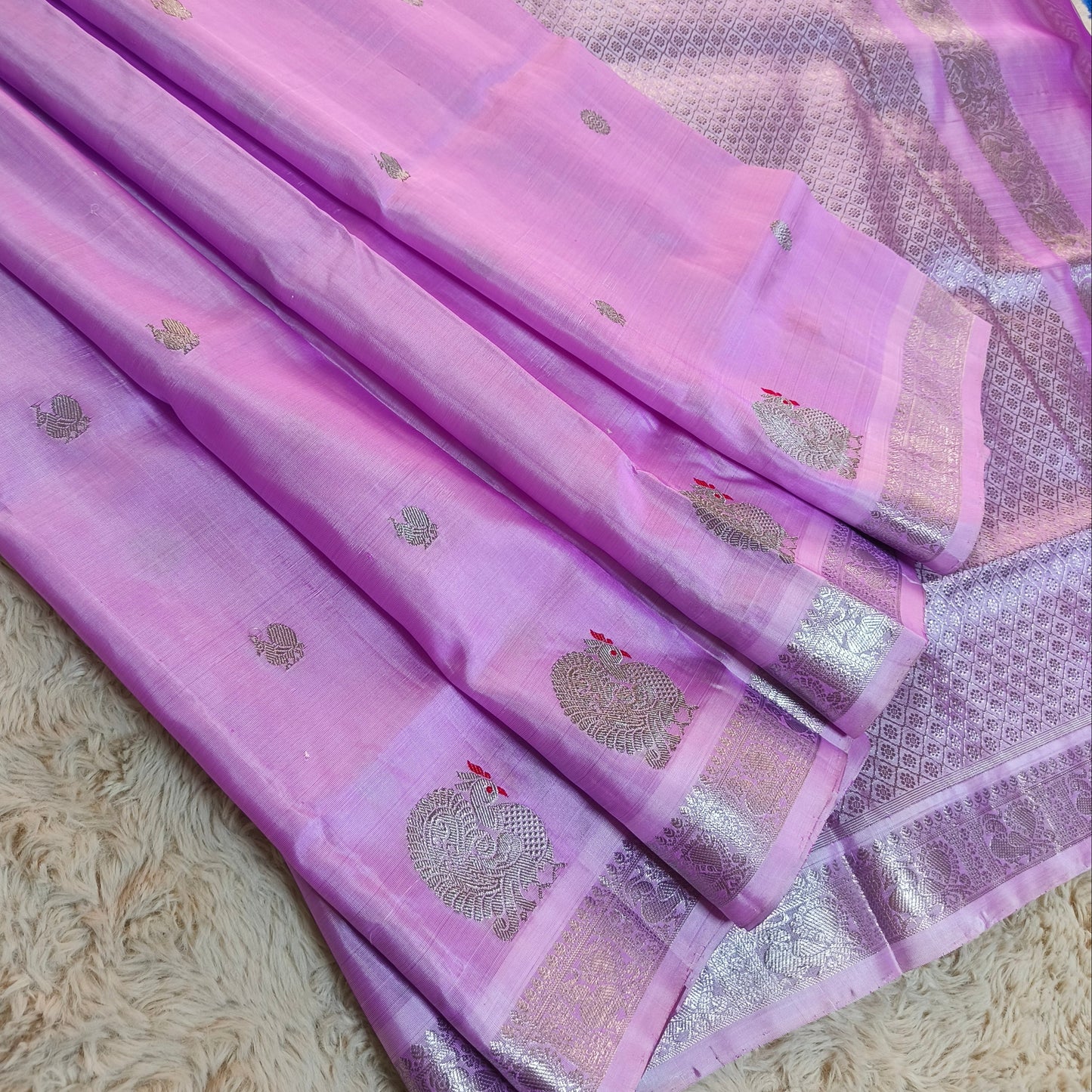 Lavender pure pattu venkatakagiri silk saree